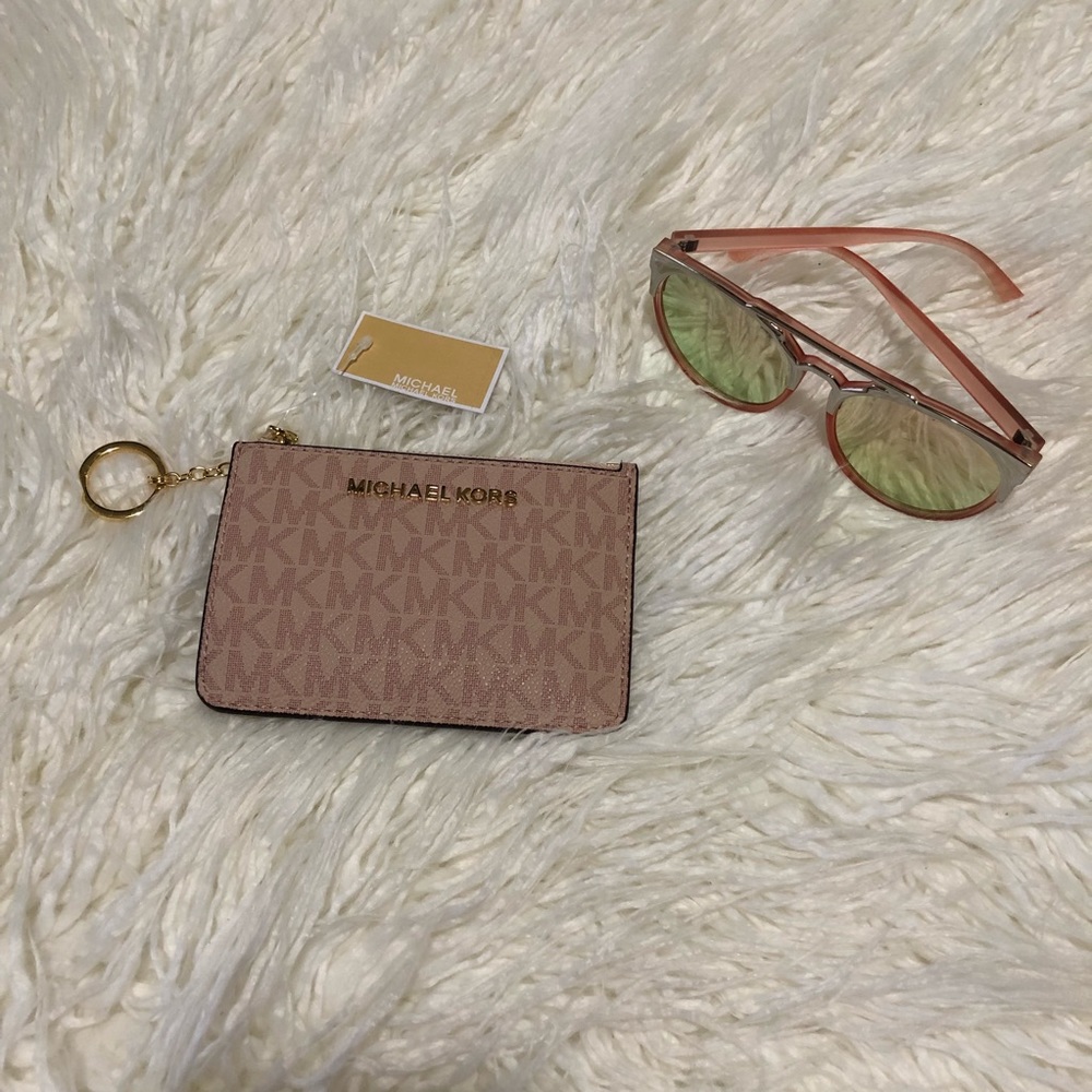 NEW MICHAEL KORS jet set travel top zip coin pouch